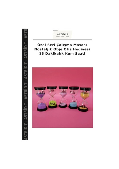 Özel Seri Çalışma Masası Nostaljik Obje Ofis Hediyesi 15 Dakikalık Kum Saati
