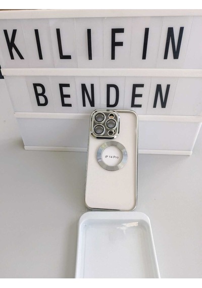 Apple Uyumlu iPhone 14 Pro Kamera Lensli Kılıf Modeli Gümüş
