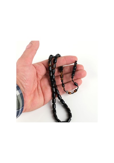 Kaplumbağa Kabuğu Bağa Kapsül Kesim 7x11mm Tesbih - Siyah Siyah
