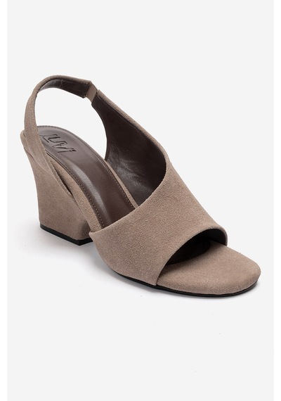 Luvishoes Zyra Vizon Süet Kadın Dolgu Topuklu Ayakkabı