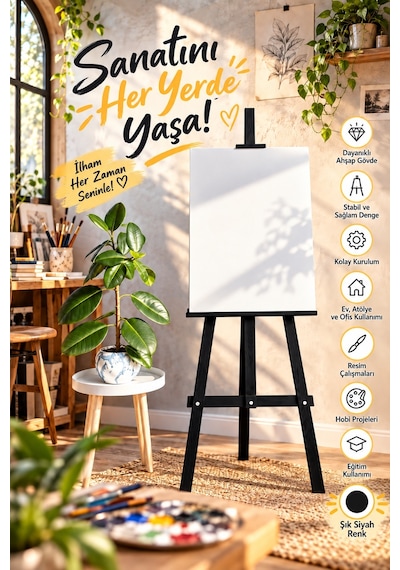 Koala Şövale, Ressam Sehpası, A Tipi Stüdyo, Siyah