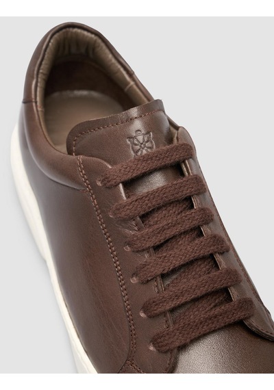 Monamae %100 Hakiki Deri Kahverengi Kadın Sneaker Kahverengi