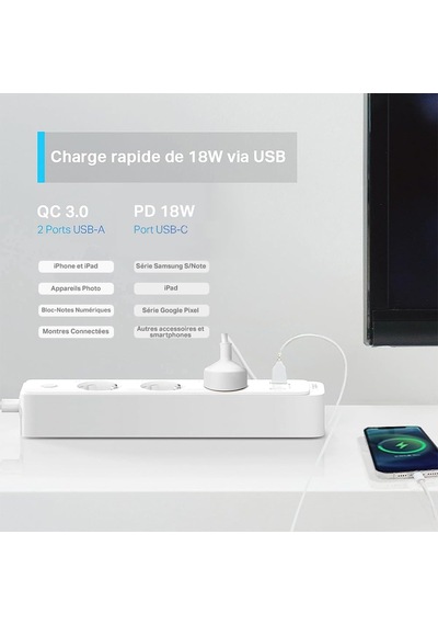 P300, 1.5m, 3'lü Akıllı Wi-fi Priz, 18 W Hızlı Şarj, Uzaktan Kontrol, Kolay Kurulum Ve Kullanım, Amazon Alexa, Go 0