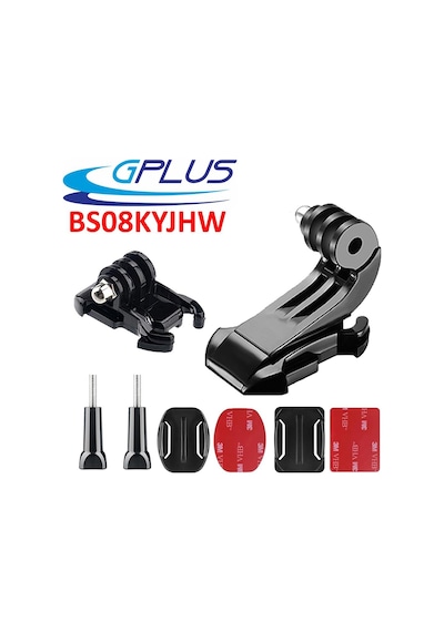 Gplus Bs08kyjhw 8 Parça Oval Eğimli Zemin Ve Flat Düz Yüzey Vidalı Hızlı Tak J-hook Açılı Aksiyon Kamera Uyumlu 3m Yapışkanlı Motor Kask Bağlantı Base Seti Siyah