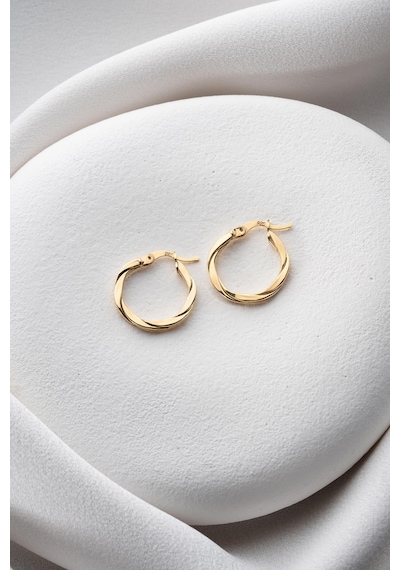 925 Ayar Gümüş 20 Mm Gold Kaplama Burgu Model Şarnel Küpe Gold