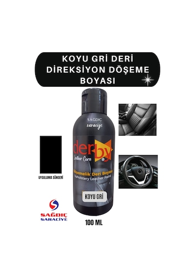 Derby Koyu Gri Deri Oto Koltuk Direksiyon Döşeme Boyası