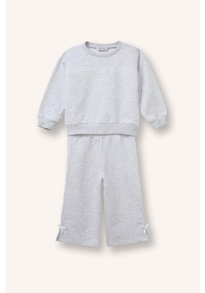 Defacto Bisiklet Yaka Basic Sweatshirt Esnek Belli Eşofman Altı 2li Takım Kız Bebek I5623a526wngr28 Gri-gr28