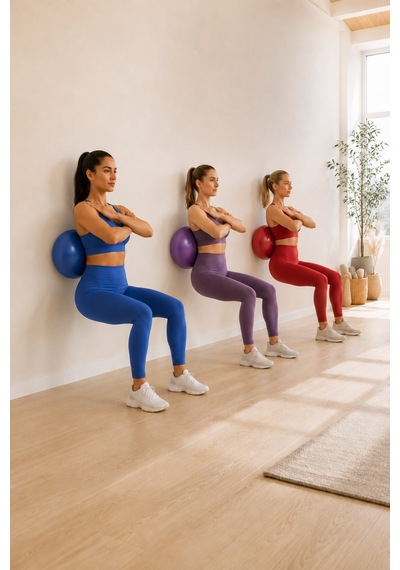 3 Lü Set 55 Cm Pilates Topu Ve Şişirme Pompası Mavi Mor Kırmızı Denge Yoga Fitness Egzersiz Topu Çok Renkli