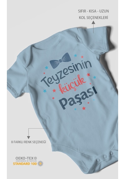 Morivokids Teyzesinin Küçük Paşası Kısa Kollu Bebek Body Bebe Mavisi