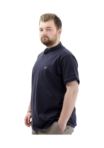 Mode Xl Büyük Beden Erkek Tişört Düğmeli Hakim Yaka T-shirt U24339 Lacivert Lacivert
