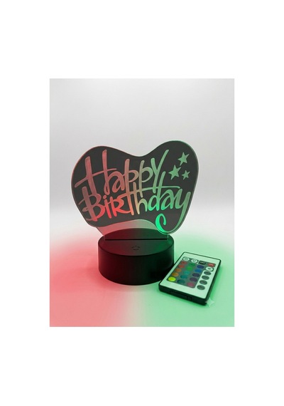 Hapy Birthday Temalı 3 De Figür Aydınatma - Gece Lambası Çok Renkli