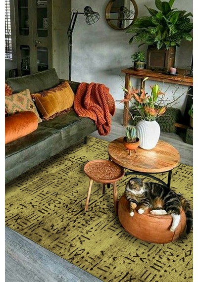 Vadi Şönil Haki Rengi Modern Makine Dokuma Halı-8014-441 Yeşil