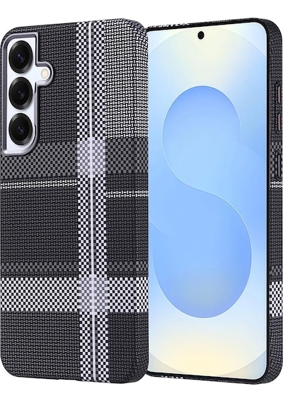 Galaxy Uyumlu S25 Plus Kılıf M-safe Şarj Özellikli Karbon Fiber Görünümlü Zore Nekst Kapak Gri-siyah