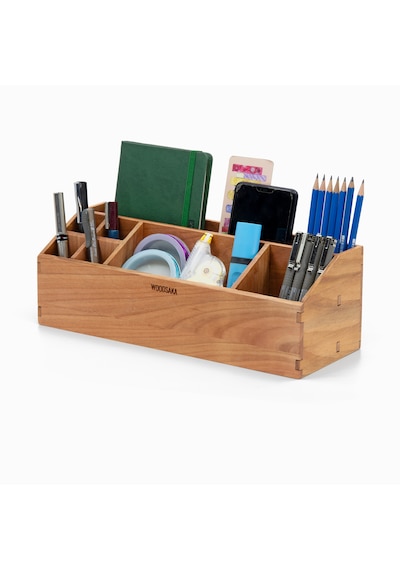 Woodsaka Eğimli Masaüstü Organizer - 7 Bölmeli - Kiraz Ağacından