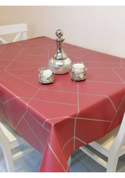 Elyaflı Pvc Muşamba - Desenli Silinebilir Masa Örtüsü 01fnt12132 Bordo