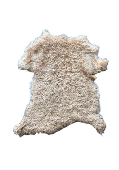 Naturel Uzun Tüylü Koyun Postu Pudra 60 X 50 Cm