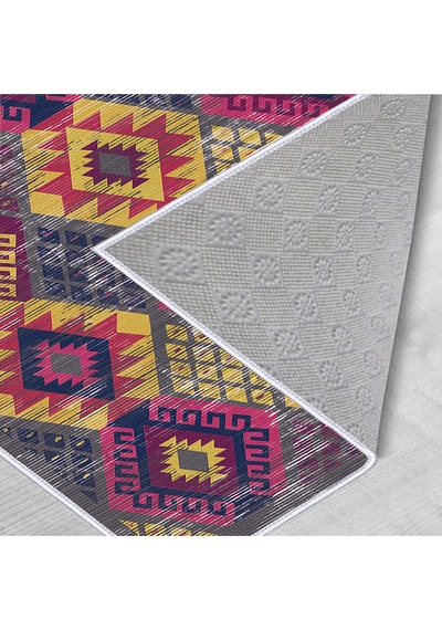 Rovigo Home Dijital Baskı Yıkanabilir Kaymaz Taban Salon Halısı RVG1617 Çok Renkli