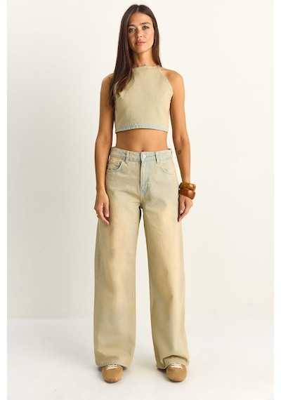 Shade Kadın Boyundan Bağlamalı Crop Top Wide Leg Pantolon Denim Alt-üst Takım 26089 60286151 - Buğday Çok Renkli Shade Kadın Boyundan Bağlamalı Crop Top Wide Leg Pantolon Denim Alt-üst Takım 26089 60286151 - Buğday Çok Renkli