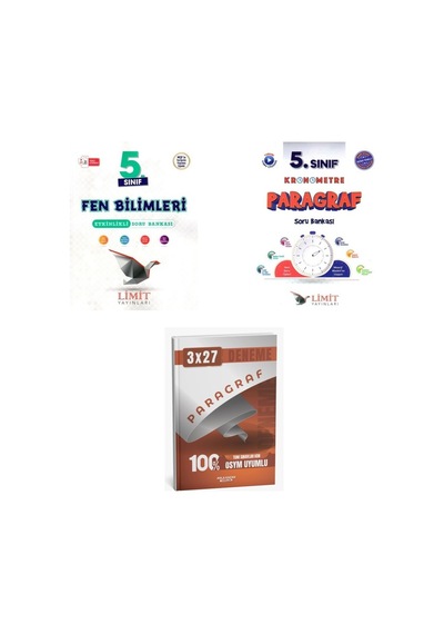 2027 Limit 5. Sınıf Fen Bilimleri Etkinlikli + Paragraf Kronometre Soru + Anla Kazan Paragraf Deneme 3'lü Set
