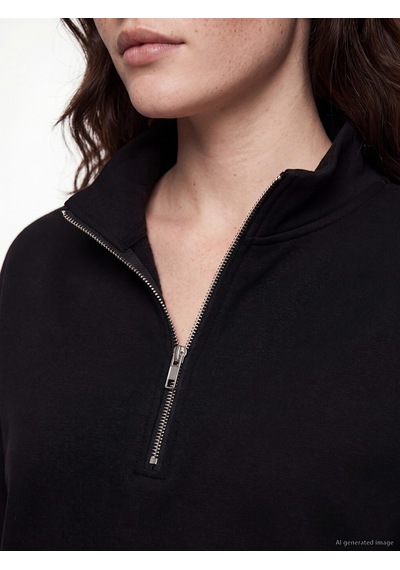 Lcw Comfort Siyah Dik Yaka Soft Touch Kadın Sweatshirt