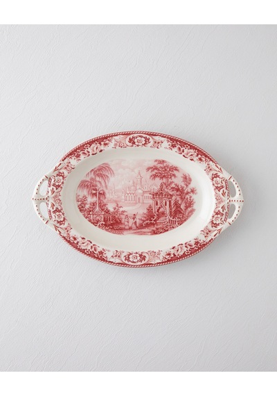 English Home Preston Stoneware Kayık Tabak 36 Cm Bordo Bordo