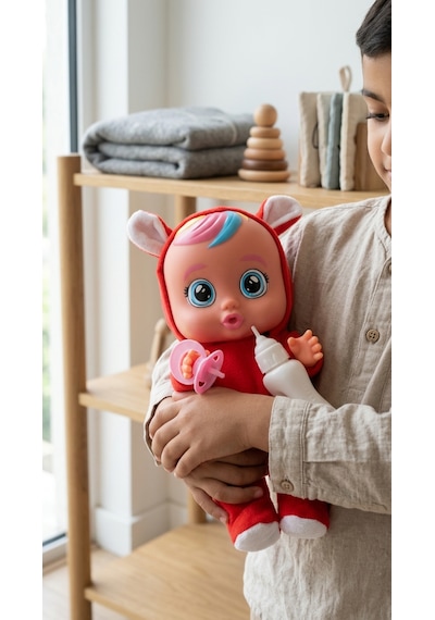 Ağlayan Ve Konuşan Et Bebek 20 Cm Su İçen Bebek Oyuncağı 3+ Yaş Turuncu