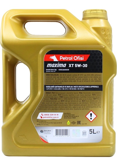 Petrol Ofisi Motor Yağı 5w30 Xt 5lt Partikülsüz