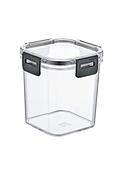 Clear Kare Erzak Kabı - Silikonlu Ve Kilitli Kapaklı Saklama Kabı 850 Ml 12 X 12,5 Cm ŞEffaf