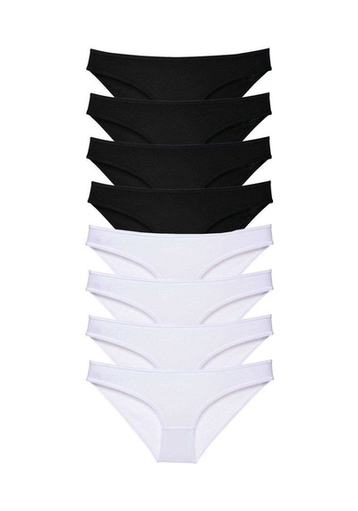 8 Adet Süper Eko Set Likralı Kadın Slip Külot Siyah Beyaz Standart