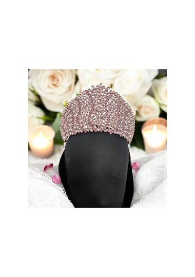 Kristal Taşlı Gelin,kına,nişan,söz,after,bride,party Taç 2 Pembe - 707821395 Pembe