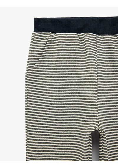 Koton Beli Lastikli Çizgili Eşofman Altı Gri Çizgili 7wmb40066tk