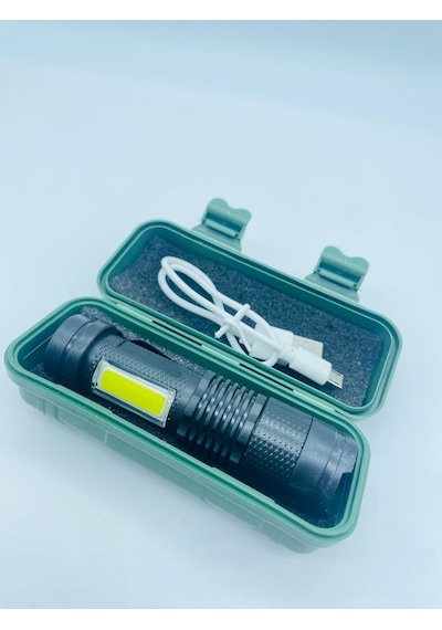 Led Fener Usb Sarjlı Kutusunda Flaşlı Led Işık //10cm Siyah