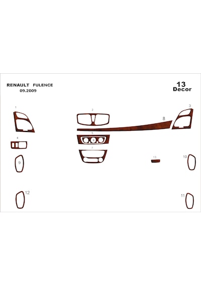 Renault Fluance 2009- Torpido Kaplama 19 Parça Maun