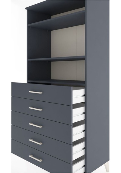 Hyperion Dolap 3 Raflı 5 Çekmeceli 88x44x182 Antrasit-antrasit Antrasit