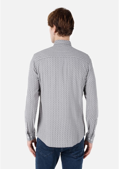 Colin's Colins Slim Fit Shirt Neck Baskılı Erkek Gri Uzun Kol Gömlek Cl1068168 Q1.v1 Gra Gri
