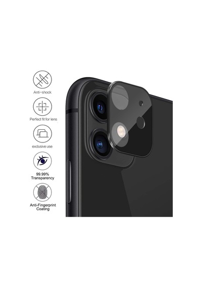 Apple iPhone 11 6.1'' Kamera Lens Koruma Camı V2 Siyah iPhone 11 İle Uyumlu Ekran Koruyucu Diğer