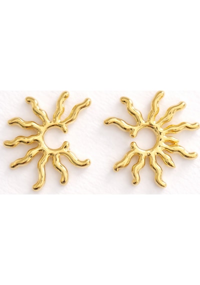 Wesun Altın Renkli Güneş Figürlü Şık Tasarım Gold Küpe
