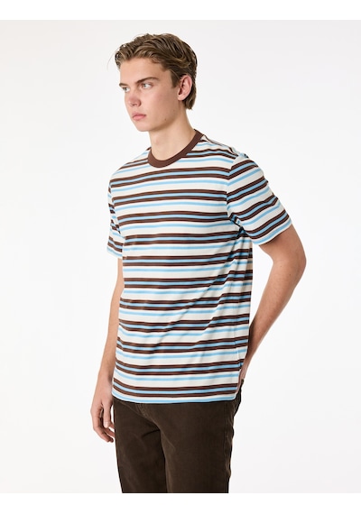 Koton Regular Fit Kısa Kollu Bisiklet Yaka Pamuklu Çizgili Tişört Kahverengi Çizgili 6sam10380mk Koton Regular Fit Kısa Kollu Bisiklet Yaka Pamuklu Çizgili Tişört Kahverengi Çizgili 6sam10380mk