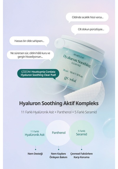 Hassas Ciltlere Nemlendirici Tonik Ped Goodal Houttuynia Cordata Hyaluron Soothing Clear Pad