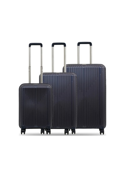 Ground Dikey Çizgili 3'lü Set Valiz 10728 Lacivert