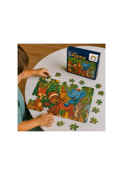Yılbaşı Partisi Mini Puzzle 40 Parça 3-7 Yaş Eğitici Çocuk Puzzle Yapboz