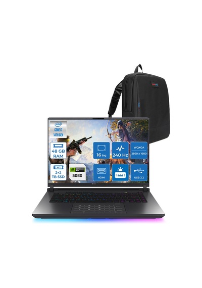 Asus ROG Strix G16 G615JMR-S5049-S5049F022 i7-14650HX 48 GB 2 TB+2 TB SSD 8 GB RTX5060 16" Free Dos Dizüstü Bilgisayar + Zetta Çanta