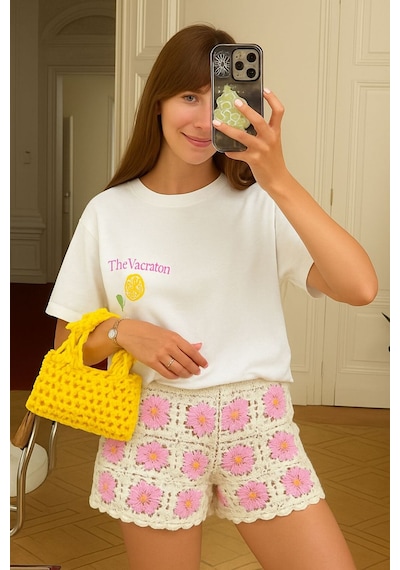 The Vacctıon Baskılı Unisex Tshırt BEYAZ