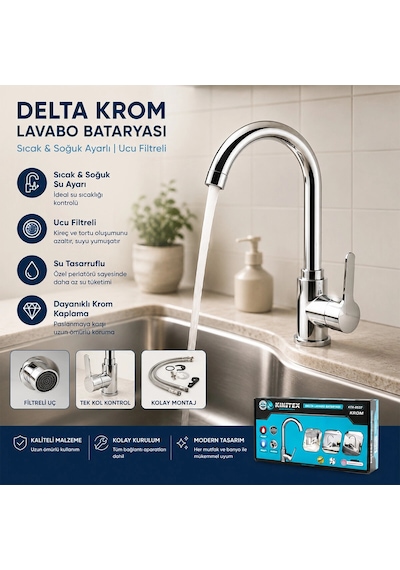 Krom Delta Lavabo Bataryası Aç Kapa Ktx-2639 5468 Çok Renkli