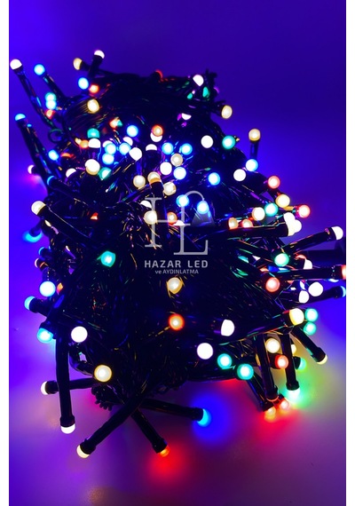 10 Metre Rgb Kirpi Led Siyah Kablolu Jack Eklemeli Dekoratif Led Işık Yılbaşı Süsü Çok Renkli
