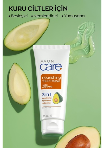 Avon Care Kuru Ciltler İçin 3'ü 1 arada Avokado Özlü Yüz Maskesi
