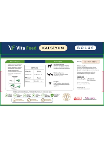 Vitafeed Kalsiyum Bolus 12 Adet