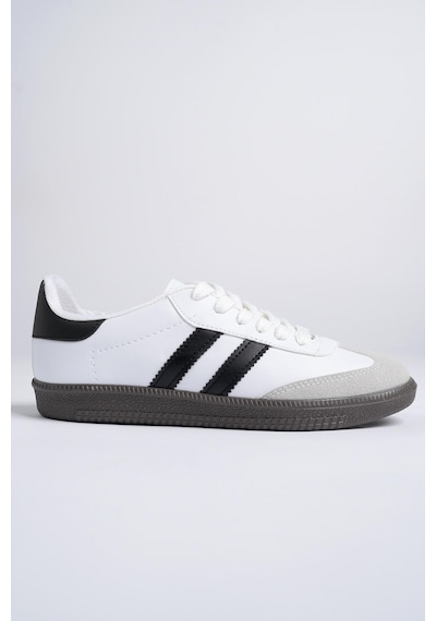 Muggo Gordon Unisex Ortopedik Günlük Garantili Bağcıklı Yürüyüş Koşu Sneaker Spor Ayakkabı Beyaz - Siyah