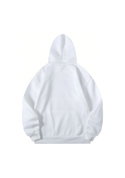 Tarzsokak Düz Renkli Baskılı Oversize Kapüşonlu Sweatshirt Beyaz