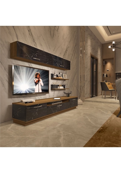 Decoraktiv Trendstyle 5 Mdf Tv Ünitesi Tv Sehpası Pera - Siyah Mermer